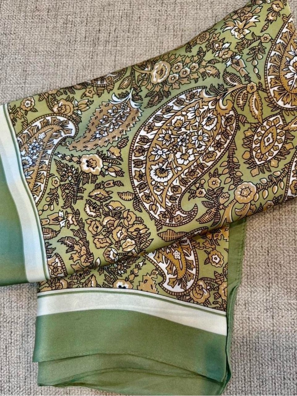 70cm Satin like Green/brown parsley Square Scarf